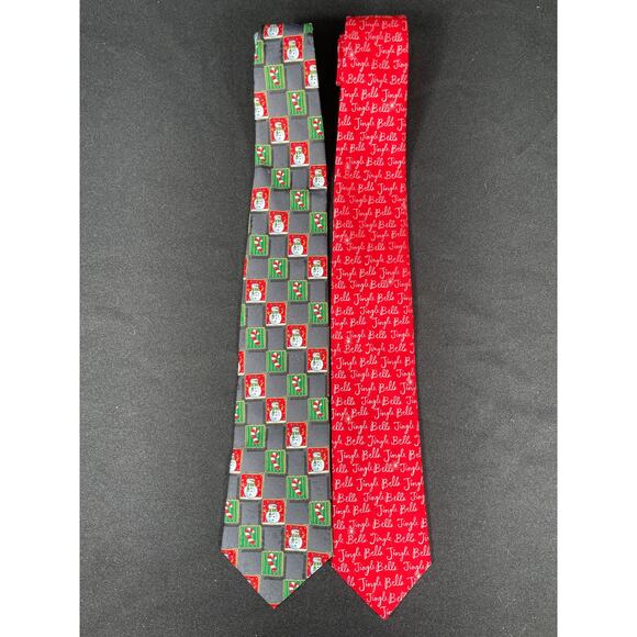 Vintage Hallmark Festive Christmas Ties, Jingle Bells, Snow Men & Candy Canes - Picture 1 of 7